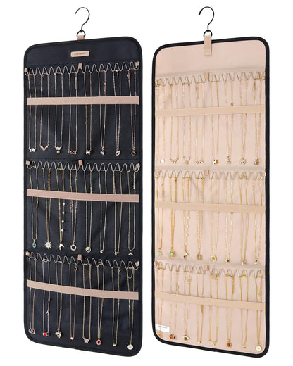 BAGSMART Hanging Jewelry Organizer Necklace/Earring/Ring 2-Sided L Black
