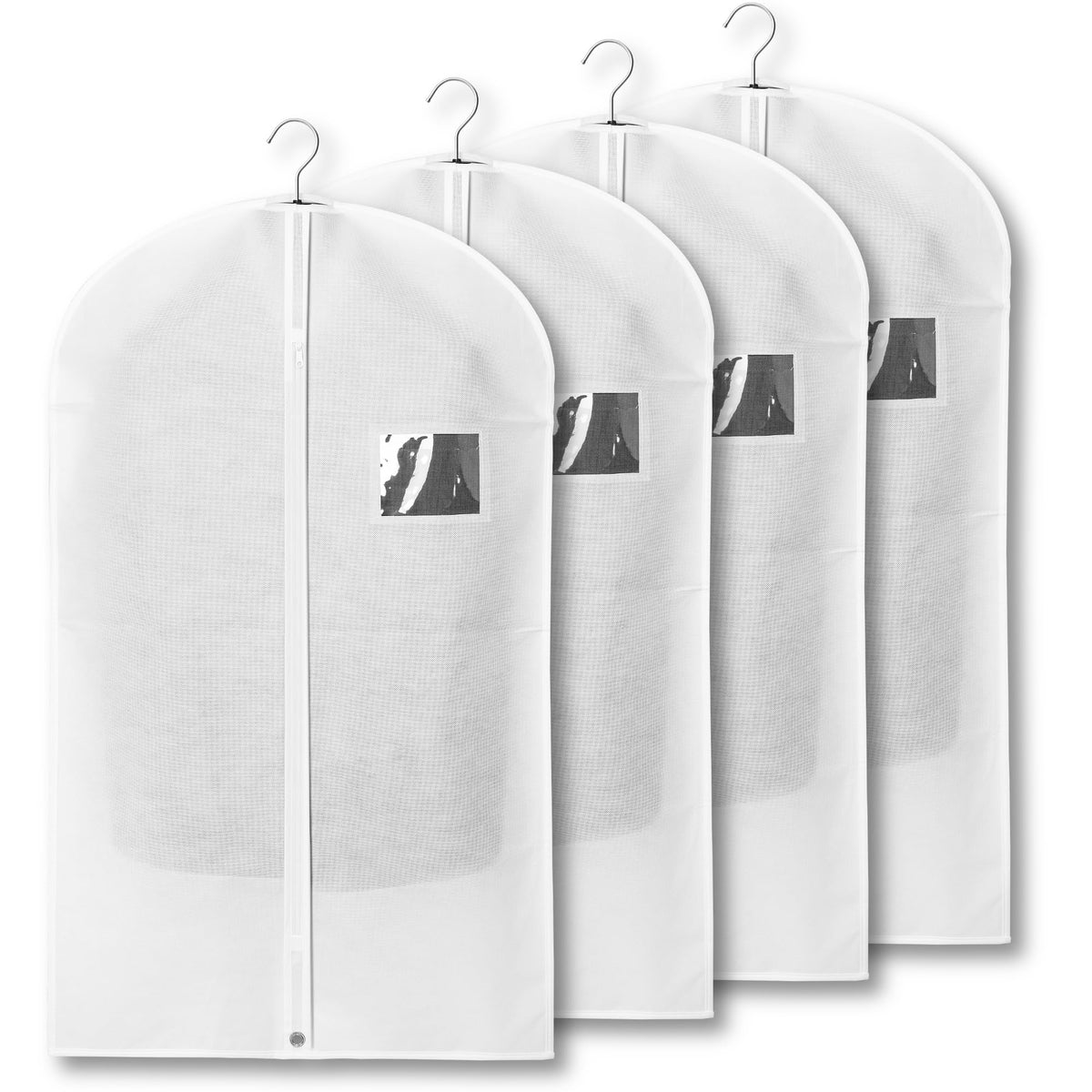2-Pack Breathable Garment Bags for Hanging Clothes – Dust-Proof Suit & Dress Covers with Clear Window – Waterproof, Foldable Closet Storage Organizer for Coats, Gowns, and Jackets (White, 40")