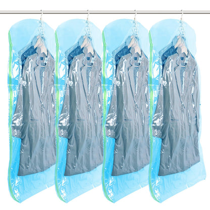 TAILI Hanging Vacuum Sealer Storage Space Saver Bags for Clothes, Suits, Coats or Jackets, 4 Pack Jumbo 53x27.6 Inches, Clear