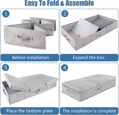 Supowin 2Pack Large Underbed Storage Containers Bin with Lids, Gray