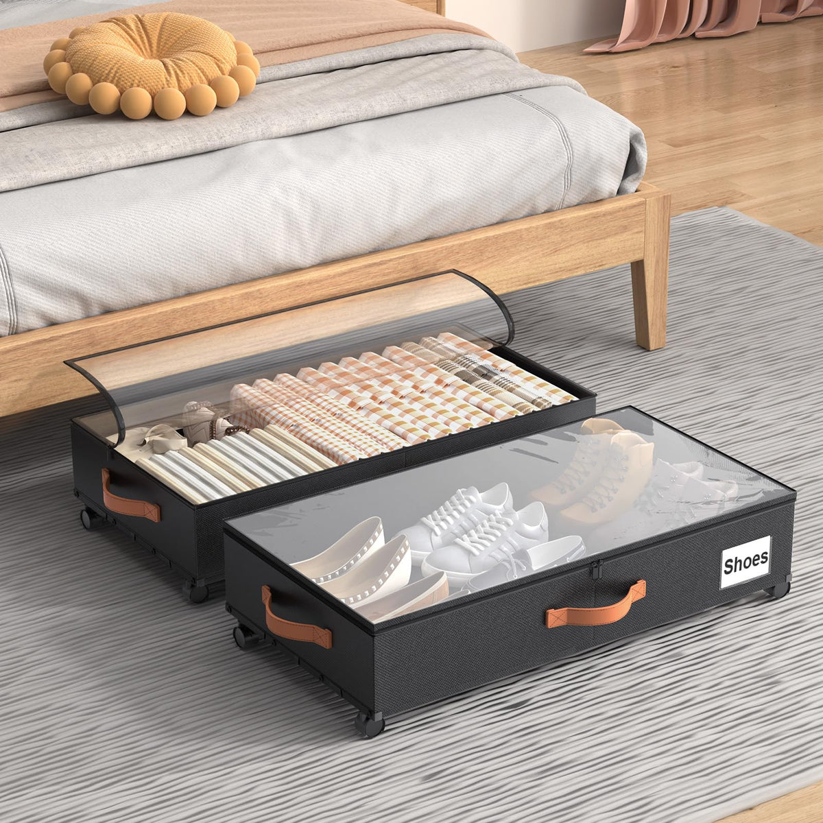Eastherry Under Bed Storage with Wheels, 2 Pack 36" Extra Long Container