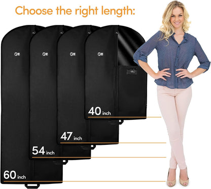 Luxury Storage Garment Bag for Long Coat, Fur, Mink, Gown, Vestment and Choir Robe | 60 Inch + 5 Inch Gusset Cover | Heavy Duty, Hanging, Breathable, Foldable Travel and Wardrobe Clothes Protector