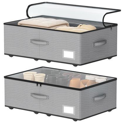 EE-RoomWorld Under Bed Storage with Wheels, 12 inches height，Beige