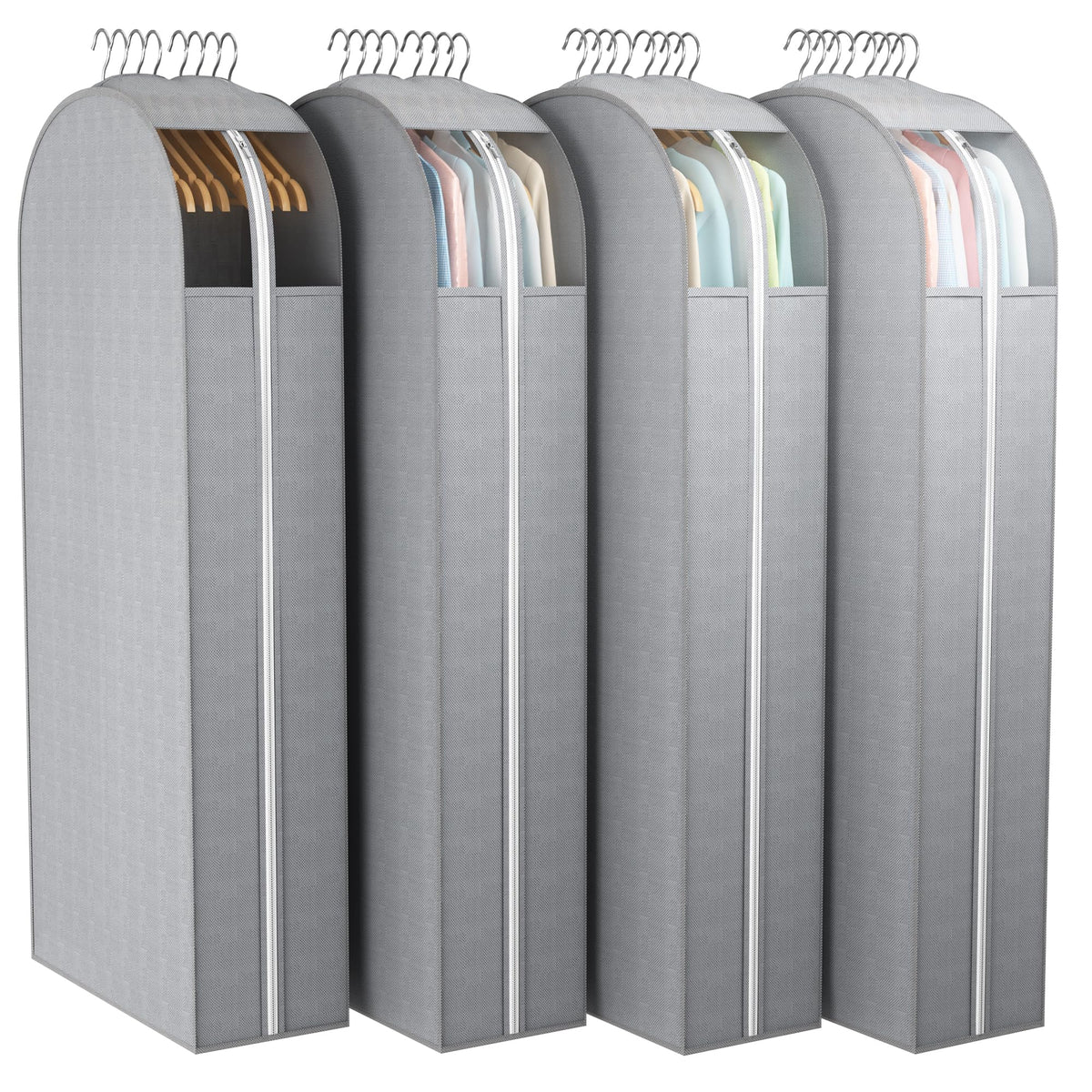 Liuoud Clear Garment Bags for Hanging Clothes 10” Gusseted, 4 Pack, 40”