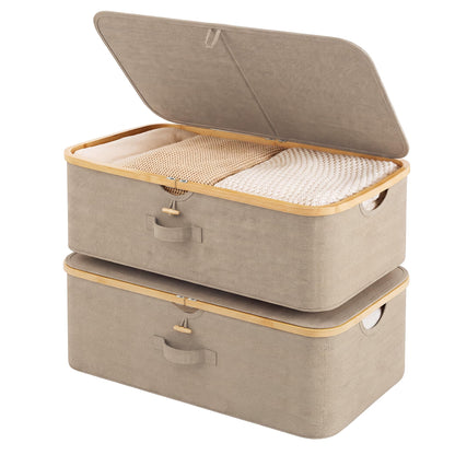 StorageWorks 7" Low Profile Underbed Storage Containers with Bamboo Frame