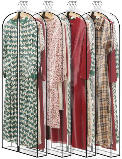 40" Clear Garment Bags for Hanging Clothes, 4" Gusseted Suit Bags for Closet Storage, Hanging Clothes Storage Suit Cover Bags with Zipper for Coats, Jackets, Shirts, 4 Packs