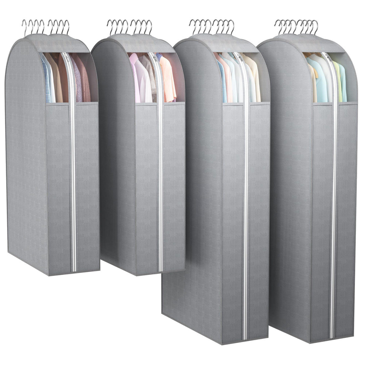 Liuoud Clear Garment Bags for Hanging Clothes 10” Gusseted, 4 Pack, 40”&50”