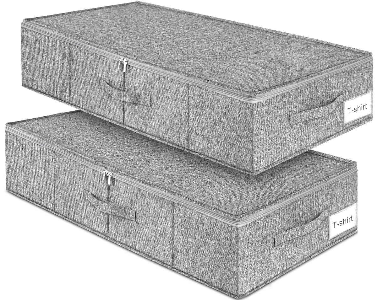 punemi 6.7 in Sturdy Under Bed Clothes Storage Containers, 2Pack, Black