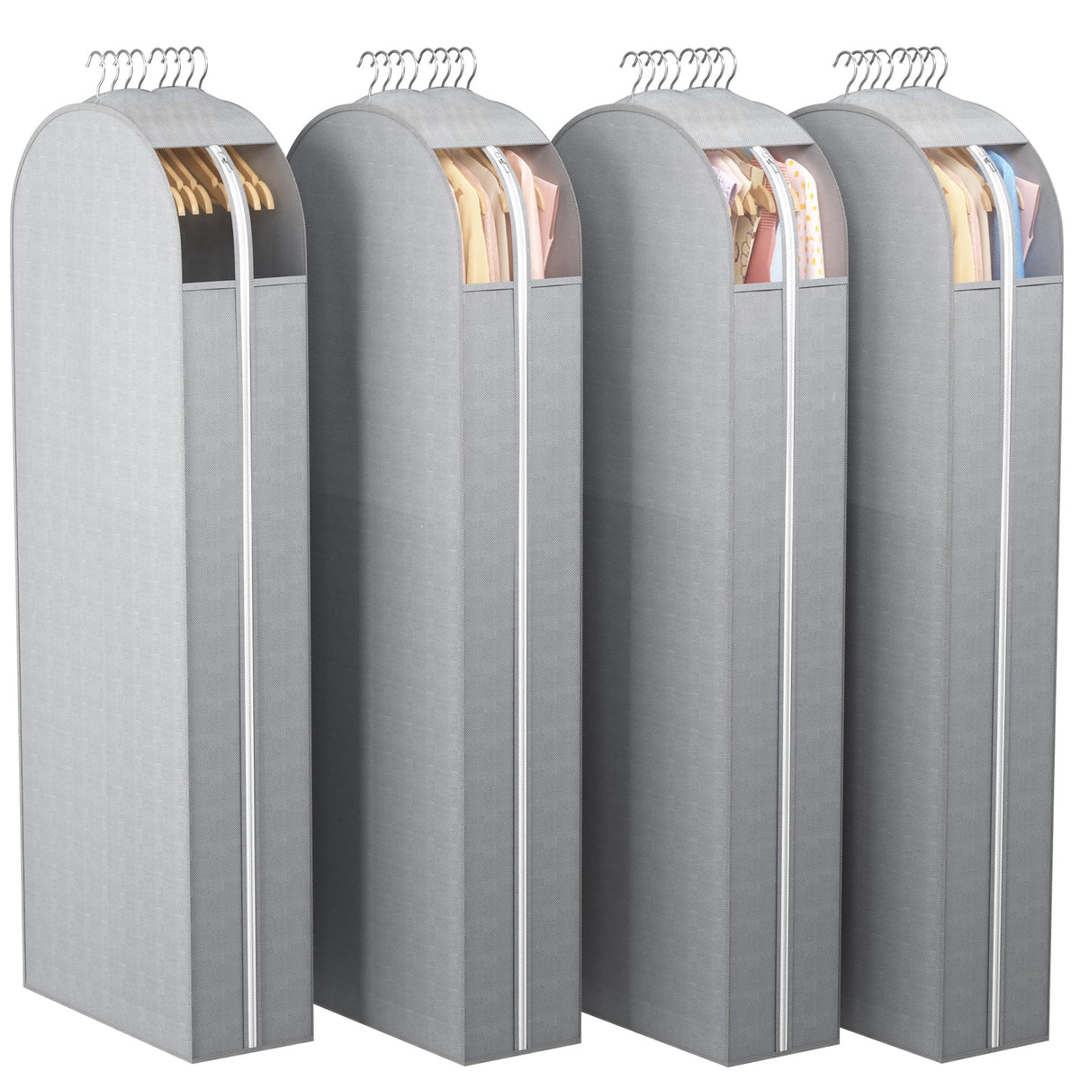 Liuoud Clear Garment Bags for Hanging Clothes 10” Gusseted, 4 Pack, 40”&50”