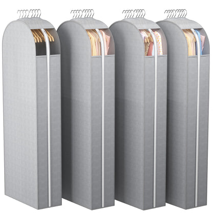 Liuoud Clear Garment Bags for Hanging Clothes 10” Gusseted, 4 Pack, 40”&50”