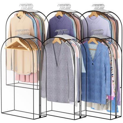 Liuoud Clear Garment Bags for Hanging Clothes 10” Gusseted, 4 Pack, 40”