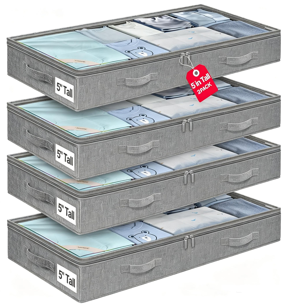 punemi 6.7 in Sturdy Under Bed Clothes Storage Containers, 2Pack, Black