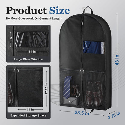 Lzerking 43" Suit Bags with Shoe Storage for Closet Storage and Travel