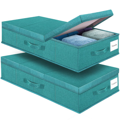 Supowin 2Pack Large Underbed Storage Containers Bin with Lids, Gray
